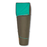 Kelty Rambler 50 Sleeping Bag, Peat, shown partially unzipped